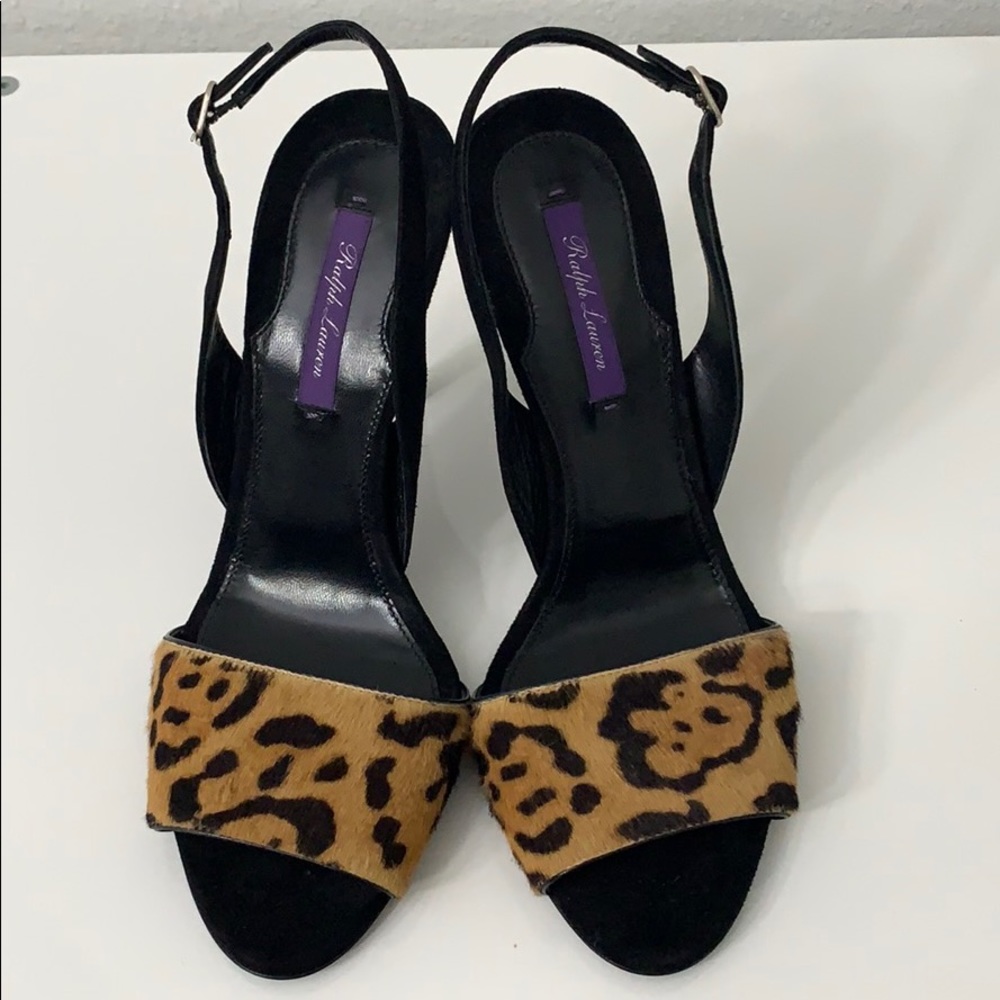 Ralph Lauren Purple Label Black and Leopard Pony Hair Size 8.5 38 1/2 - Picture 3 of 8